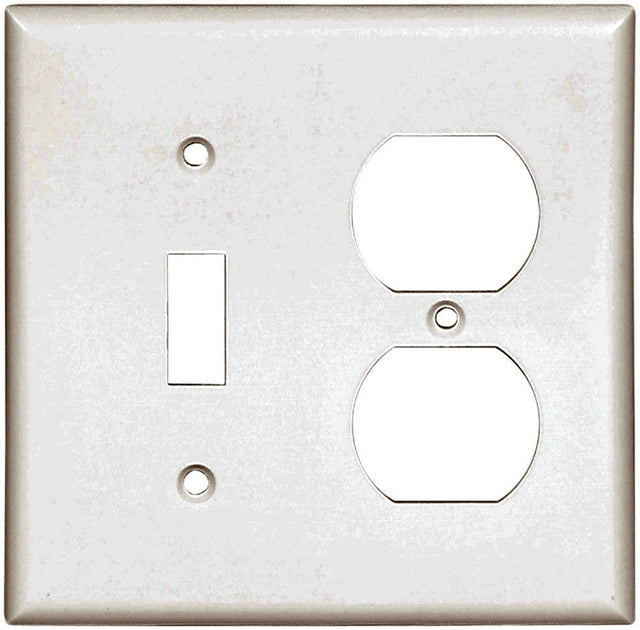 Eaton Cooper Wiring 2138W-BOX Combination Wallplate, 4-1/2 in L, 4.56 in W, 2 -Gang, Thermoset, White, High-Gloss, Pack of 10