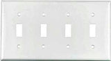 Eaton Wiring Devices 2154W-BOX Wallplate, 4-1/2 in L, 8.19 in W, 4 -Gang, Thermoset, White, High-Gloss