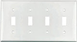 Eaton Wiring Devices 2154W-BOX Wallplate, 4-1/2 in L, 8.19 in W, 4 -Gang, Thermoset, White, High-Gloss