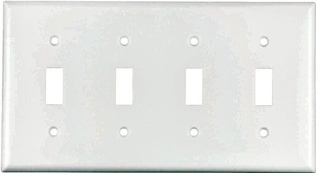 Eaton Wiring Devices 2154W-BOX Wallplate, 4-1/2 in L, 8.19 in W, 4 -Gang, Thermoset, White, High-Gloss