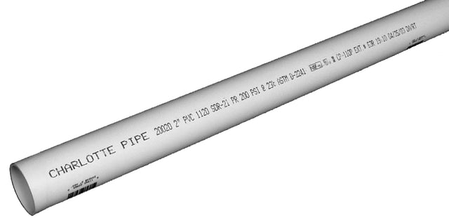 Charlotte Pipe PVC 20007 0600 Pipe, 3/4 in, 10 ft L, SDR 21 Schedule, PVC, White