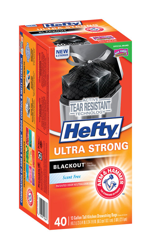 Hefty Ultra Strong 13 gal No Scent Kitchen Trash Bags Drawstring 40 pk