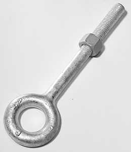 Baron 24-3/8X4-1/2 Eye Bolt, 3/8 in Thread, 2-1/2 in L Thread, 3/4 in ID x 1-1/2 in OD Dia Eye, 4-1/2 in L Shank