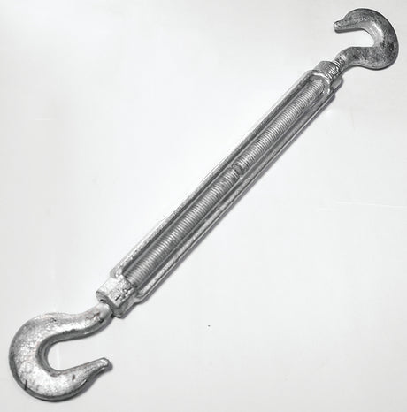 Baron 17-1/2X9 Turnbuckle, 1500 lb Working Load, 1/2 in Thread, Hook, Hook, 9 in L Take-Up, Galvanized Steel