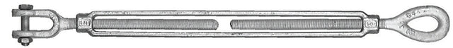 Baron 18-1/2X6 Turnbuckle, 2200 lb Working Load, 1/2 in Thread, Jaw, Eye, 6 in L Take-Up, Galvanized Steel
