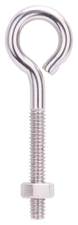 ProSource LR294 Eye Bolt, 6.2 mm Thread, Machine Thread, 1-1/2 in L Thread, 1 in Dia Eye, 196 lb Working Load, Pack of 10