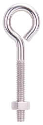 ProSource LR294 Eye Bolt, 6.2 mm Thread, Machine Thread, 1-1/2 in L Thread, 1 in Dia Eye, 196 lb Working Load, Pack of 10