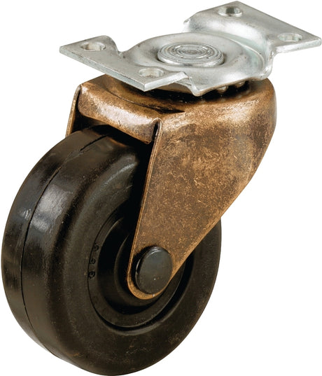 Shepherd Hardware 9348 Swivel Caster, 1-5/8 in Dia Wheel, Rubber Wheel, Black, 70 lb