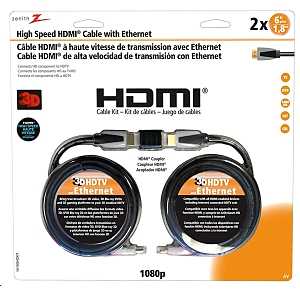 Zenith VH1006HDKIT HDMI Cable Kit, Black Sheath, 6 ft L