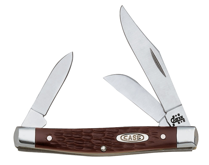 Case XX 00106 Folding Pocket Knife, 2.42 in Clip, 1.57 in Pen, 1.58 in Sheep Foot L Blade, 3-Blade, Jigged Handle