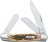Case XX 00128 Folding Pocket Knife, 2.92 in Clip, 2.15 in Sheep Foot, 1.9 in Spey L Blade, Stainless Steel Blade