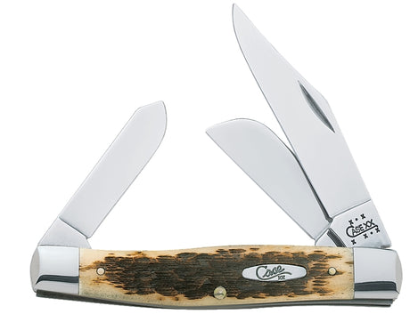 Case XX 00204 Folding Pocket Knife, 3.3 in Clip, 2.3 in Sheep Foot, 2.2 in Spey L Blade, Chrome Vanadium Steel Blade