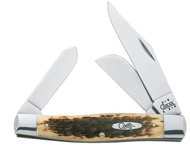 Case XX 00204 Folding Pocket Knife, 3.3 in Clip, 2.3 in Sheep Foot, 2.2 in Spey L Blade, Chrome Vanadium Steel Blade