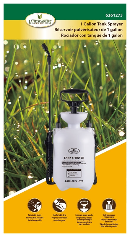 Landscapers Select SX-4B Compression Sprayer, 1 gal Tank, Polyethylene Tank, 55 in L Hose, White