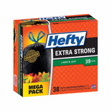 Hefty Extra Strong 39 gal No Scent Lawn and Leaf Bags Drawstring 38 pk, Pack of 3