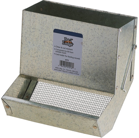 Pet Lodge AF7S Series Small Animal Feeder with Sifter Bottom, Steel, Galvanized, Wire Hook Mounting, 7-1/8 in W