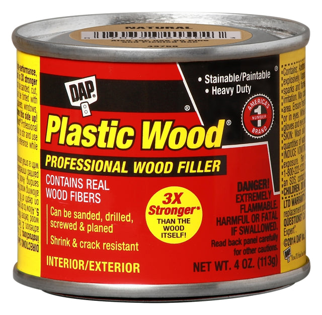 DAP 21502 Wood Filler, Paste, Strong Solvent, Natural, 4 oz