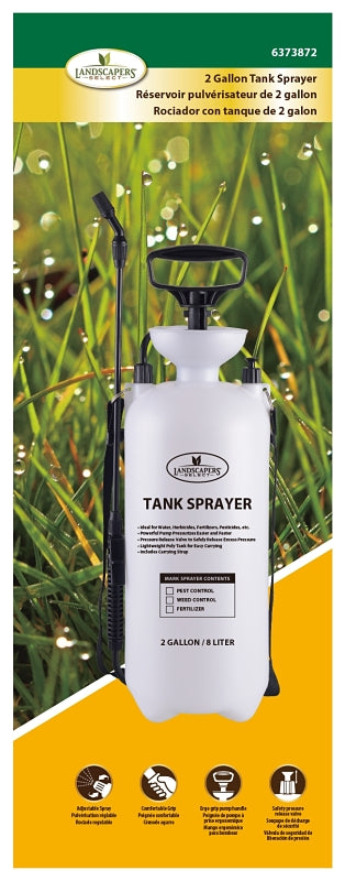 Landscapers Select SX-8B Compression Sprayer, 2 gal Tank, Polyethylene Tank, 55 in L Hose, White