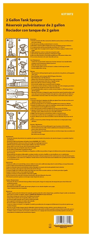 Landscapers Select SX-8B Compression Sprayer, 2 gal Tank, Polyethylene Tank, 55 in L Hose, White