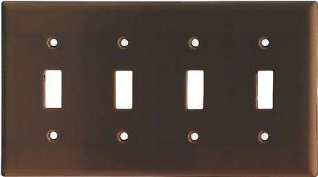 Eaton Wiring Devices 2154B-BOX Wallplate, 4-1/2 in L, 8.19 in W, 4 -Gang, Thermoset, Brown, High-Gloss