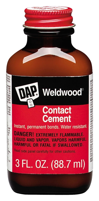 DAP 00107 Contact Cement, Liquid, Strong Solvent, Tan, 3 oz Bottle