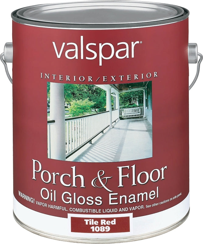 Valspar 027.0001089.007 Porch and Floor Enamel Paint, High-Gloss, Tile Red, 1 gal, Pack of 2