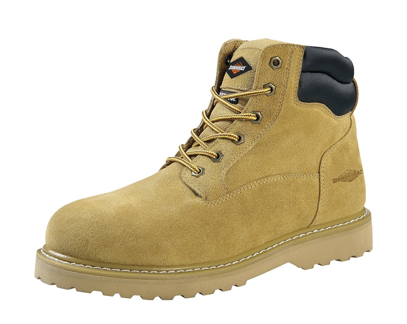 Diamondback 1-11 Work Boots, 11, Extra Wide W, Tan, Suede Leather, Lace-Up, With Lining