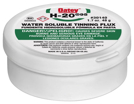 Oatey H-20 Series 30140 Water Soluble Flux, 1.7 oz, Paste, Gray