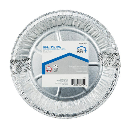 Home Plus Durable Foil 8-1/4 in. W X 8-1/4 in. L Deep Pie Dish Silver 3 pk, Pack of 12