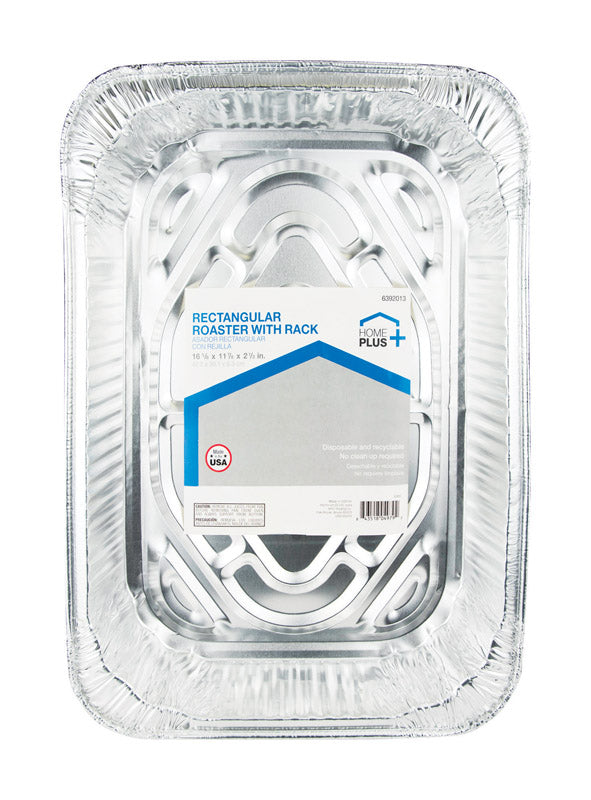 Home Plus Durable Foil 11-7/8 in. W X 16-5/8 in. L Roasting Rack and Pan Silver 1 pk, Pack of 12