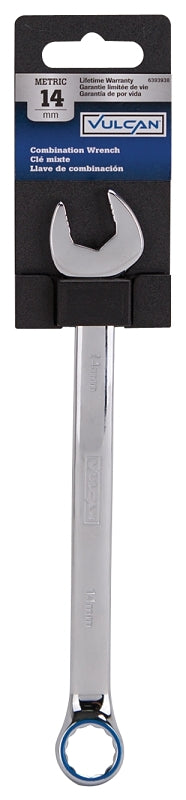 Vulcan MT6548234 Combination Wrench, Metric, 14 mm Head, Chrome Vanadium Steel, Silver, Round Handle