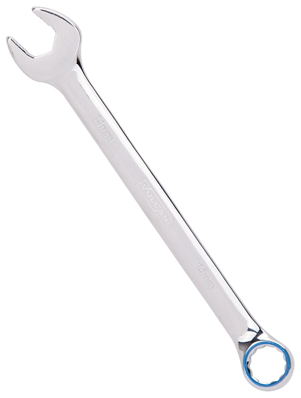 Vulcan MT6548234 Combination Wrench, Metric, 14 mm Head, Chrome Vanadium Steel, Silver, Round Handle