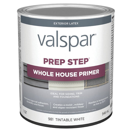 Valspar 044.0000981.005 Exterior Primer, White, 1 qt Pail, Pack of 4