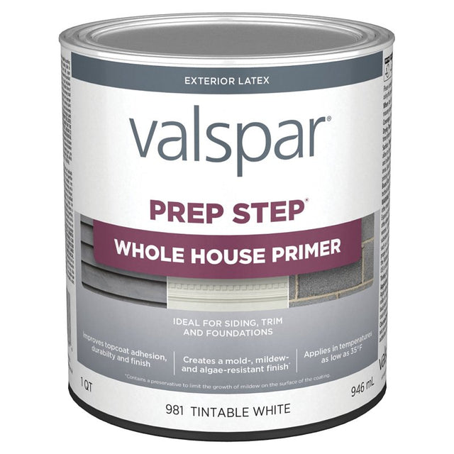 Valspar 044.0000981.005 Exterior Primer, White, 1 qt Pail, Pack of 4