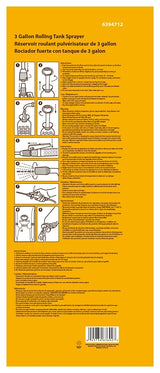 Landscapers Select SX-CS12L Compression Sprayer, 3 gal Tank, Polyethylene Tank, 100 in L Hose, White
