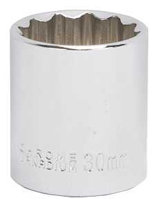 Vulcan MT6534184 Drive Socket, 30 mm Socket, 1/2 in Drive, 12-Point, Chrome Vanadium Steel, Chrome