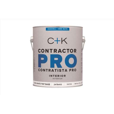 C+K Contractor Pro Eggshell Tint Base Ultra White Base Paint Interior 1 gal, Pack of 4