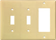 Eaton Wiring Devices 2173V-BOX Combination Wallplate, 4-1/2 in L, 6-3/8 in W, 3 -Gang, Thermoset, Ivory