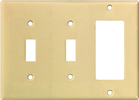 Eaton Wiring Devices 2173V-BOX Combination Wallplate, 4-1/2 in L, 6-3/8 in W, 3 -Gang, Thermoset, Ivory