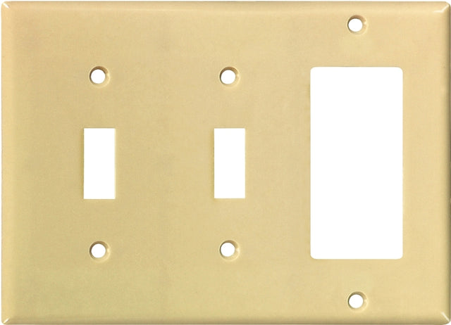 Eaton Wiring Devices 2173V-BOX Combination Wallplate, 4-1/2 in L, 6-3/8 in W, 3 -Gang, Thermoset, Ivory