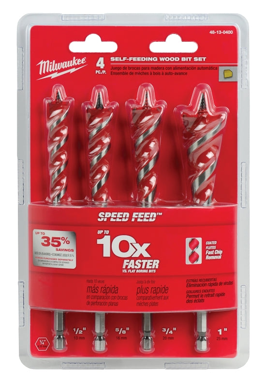 Milwaukee 48-13-0400 Wood Bit Set, Steel, Bright