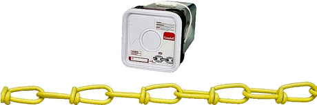 Campbell PD075-2496 Loop Chain, #2/0, 200 ft L, 255 lb Working Load, Low Carbon Steel, Yellow Poly-Coated