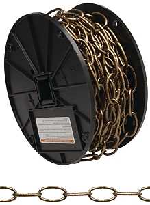 Campbell 072-2000 Decorator Chain, #10, 60 ft L, 35 lb Working Load, Metal, Brass