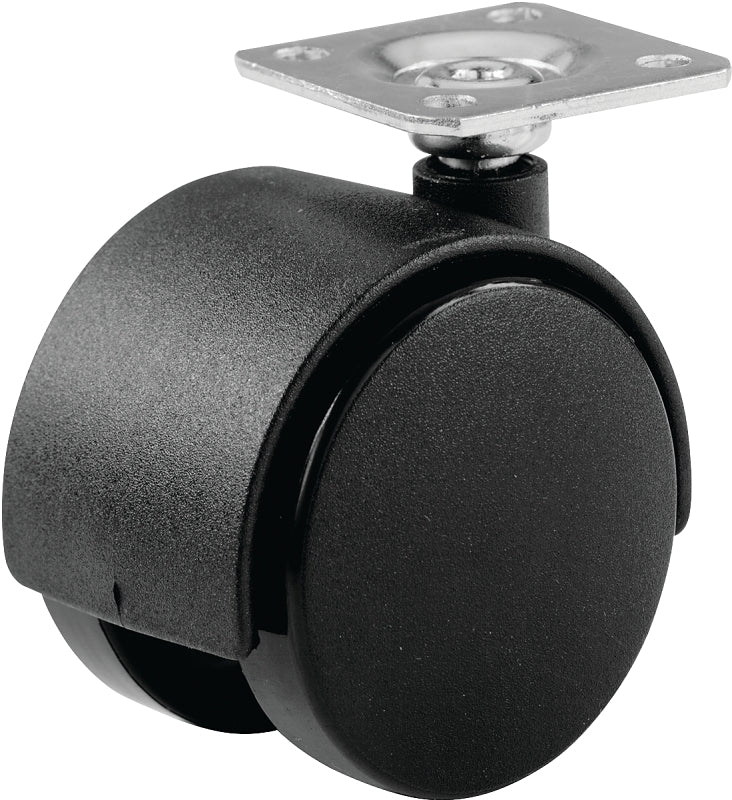 Shepherd Hardware 9401 Swivel Caster, 1-5/8 in Dia Wheel, Nylon/Urethane Wheel, Black, 40 lb