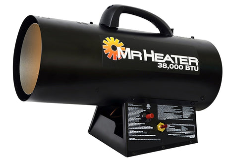 Mr. Heater F271350 Forced Air Gas Heater, 20 lb Fuel Tank, Propane, 38,000 Btu, 950 sq-ft Heating Area