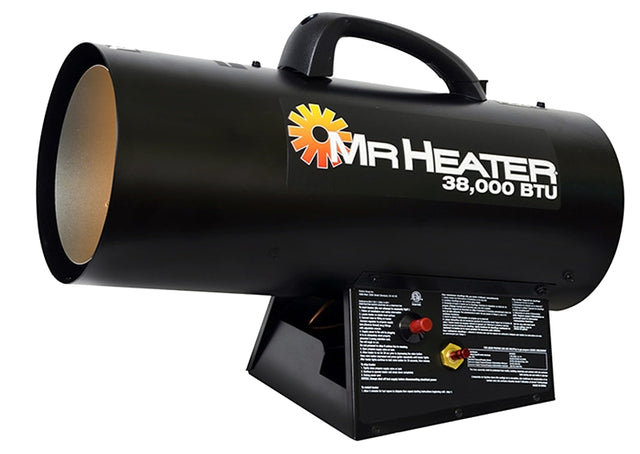 Mr. Heater F271350 Forced Air Gas Heater, 20 lb Fuel Tank, Propane, 38,000 Btu, 950 sq-ft Heating Area