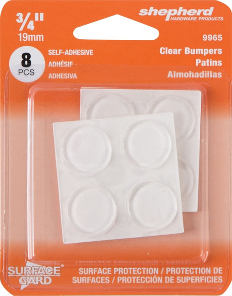 Shepherd Hardware 9965 Surface Guard Bumper Pad, 3/4 in, Round, Vinyl, Clear, Pack of 12