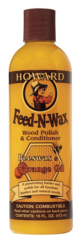 Howard FW0016 Polish and Conditioner, 16 oz Bottle, Yellow, Solid, Orange