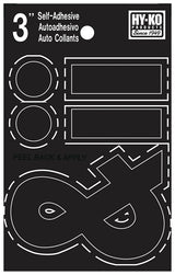 Hy-Ko 30400 Series 30437 Die-Cut Symbol Set, Character: .- &, 3 in H Character, Black Character, Vinyl, Pack of 10
