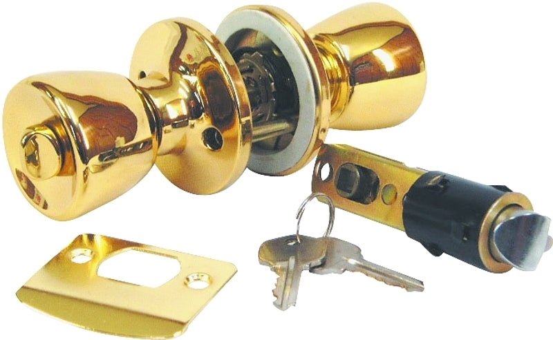 US Hardware D-099B Entrance Lockset, Brass, Brass